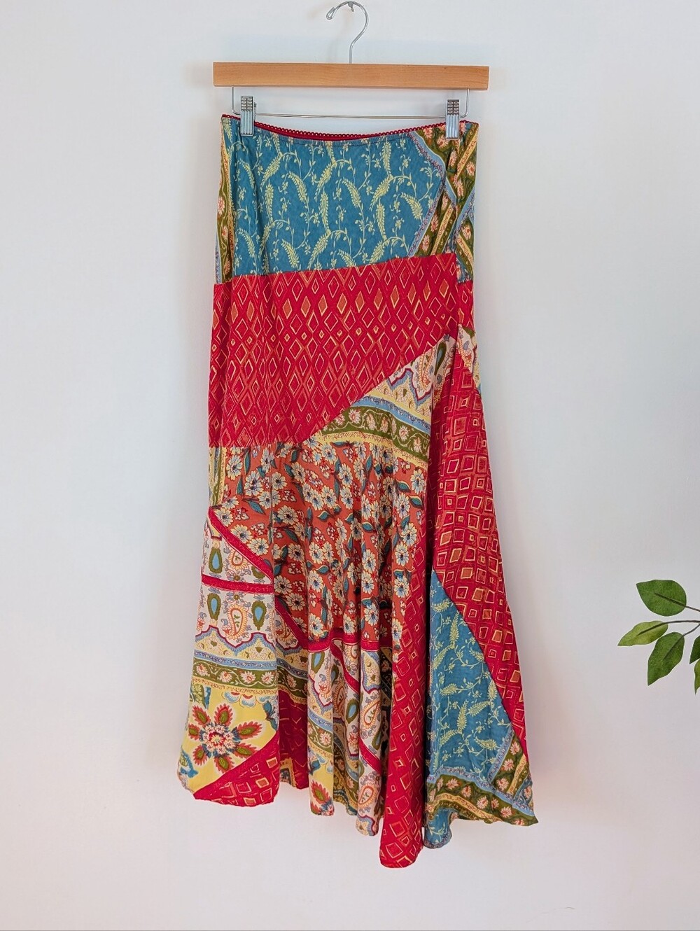 Lola P Multicolor Boho Patchwork Maxi Skirt